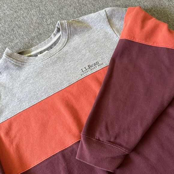 LL Bean Sweatshirt Mens Size XXL Color Block Crew Neck Pull Over 1912 - Picture 1 of 7